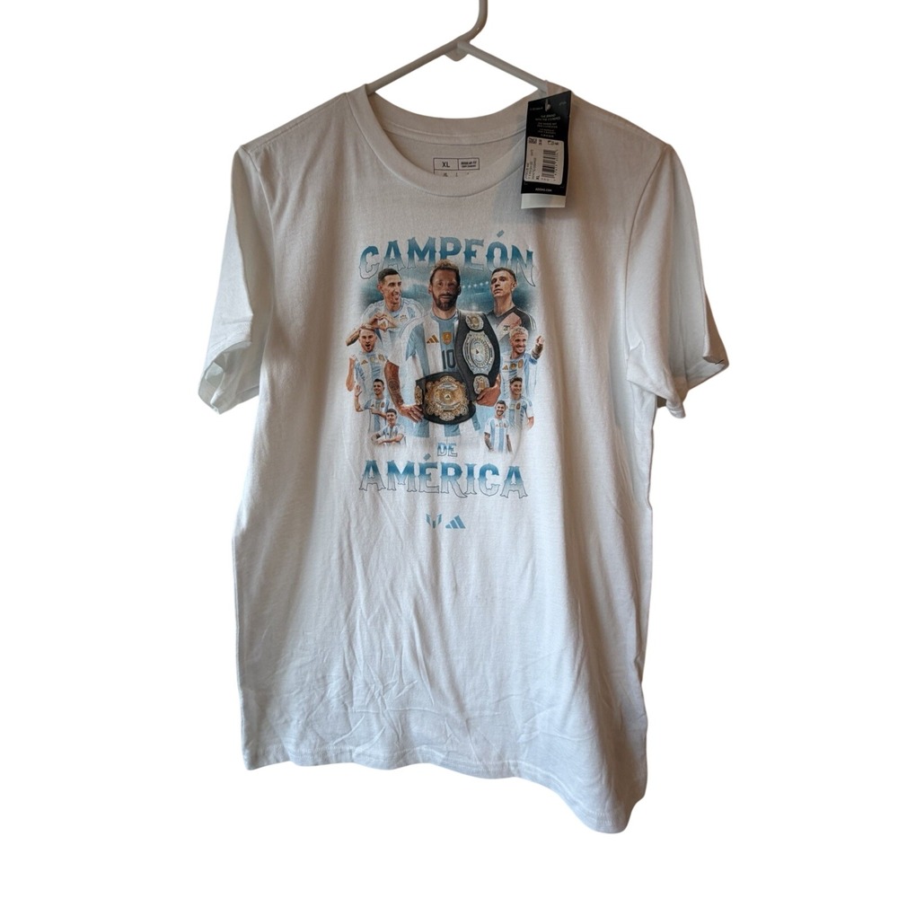 Adidas Lionel Messi AFA Belt Winner Mens "CampeonDe America" T-Shirt Size XL NEW